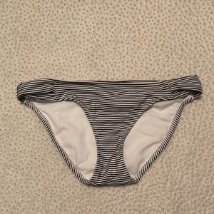 Black and White Striped Bikini Swim Bottom